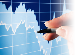 graph with hand holding marker in front of it