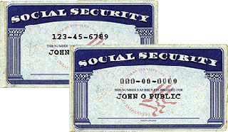 2 staggered ssn cards with numbers scrambling to zeros on foremost card